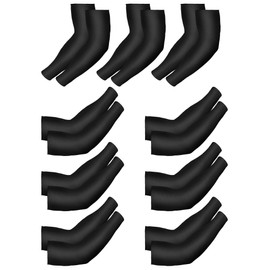 9 pares de fundas unisex de protección UV para brazos de refrigeración de seda de hielo para hombres y mujeres, color negro