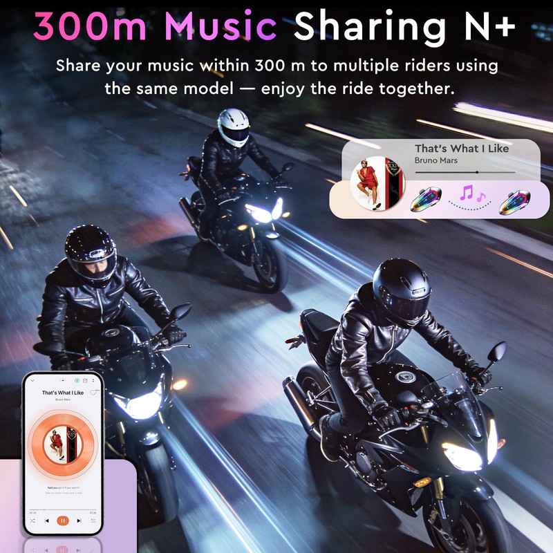 VCOROS Motorcycle Helmet Headset 2-Way 2 Riders Helmet Intercom