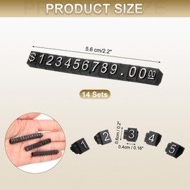 sourcing map 14 Set Price Display Cube, Adjustable Price Tag Stand Removable Mini Tag Number Letter Price Dollar Block Kit for Jewelry Retail Shop Price Signs (Black/Silver, 2.2" Length)