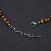 Hamsa Hand Amulet Pendant Tiger's Eye Beaded Necklace for Men