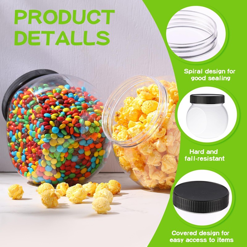 Tradder 24 Pcs Plastic Candy Jars with Lids 8.5 oz
