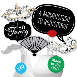 Big Dot of Happiness Masquerade - Masquerade Photo Booth Props - Venetian Mask Party Photo Booth Props - Venetian Mask Photo Booth Props - Themed Party Decorations- Funny Photo Props - 20 Count
