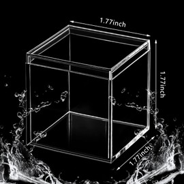 Juexica 12 Pcs Clear Acrylic Plastic Small Acrylic Box with Lid Decorative Storage Box Jewelry Display Box Mini Clear Container for Home Candy Pill Tiny Jewelry (Square,1.8 x 1.8 x 1.8)