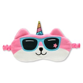 iscream Bedtime Besties Satin-Lined Embroidered Fur Sleep Mask for Girls - Corgicorn