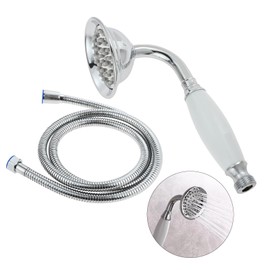 DRELD 2 Pieces Retro Shower Set, 1 x Stainless Steel Hand Shower with 1 x 1.5 m Hose, Nostalgia Gold Shower Set, Stainless Steel Retro Shower Head Hand Shower Set (Silver)