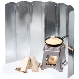 Camping Stove Windscreen, Japard Large Tall Folding Windshield Propane Burner Butane, 8 Plates 23" H 46" Wide, Upgraded with Installation Accessories, Portable for Hiking, Camping, Picnic