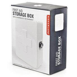 Kikkerland Empty Steel First Aid Kit Case – Multi-Purpose Medical Supply Organizer – Portable First Aid for Home, Office, & Travel, White