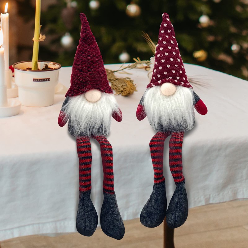 DUJSRZL Christmas Gnomes Knitted Plush Santa Claus Handmade Table Decorations