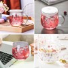 SZHTSWU Cherry Blossom Glass Cup and Coaster, Glass Teacup with