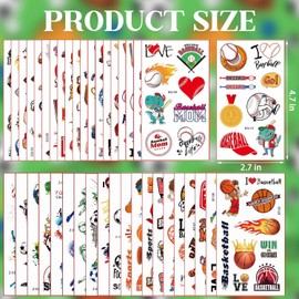 40 Sheets Assorted Sports Temporary Tattoos for Kids Boy, 300 Styles Soccer Basketball Baseball Football Tattoo Stickers for Kids Party Favor, Gifts for Sports Goodie Bag Stuffers