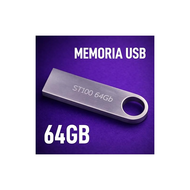 Memoria USB 64GB Tipo A 2.0 de Metal Stylos Tech