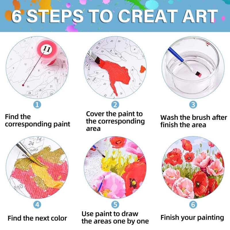 Daisen Art Flower Paint by Numbers for Adults Beginners,Flower Painting