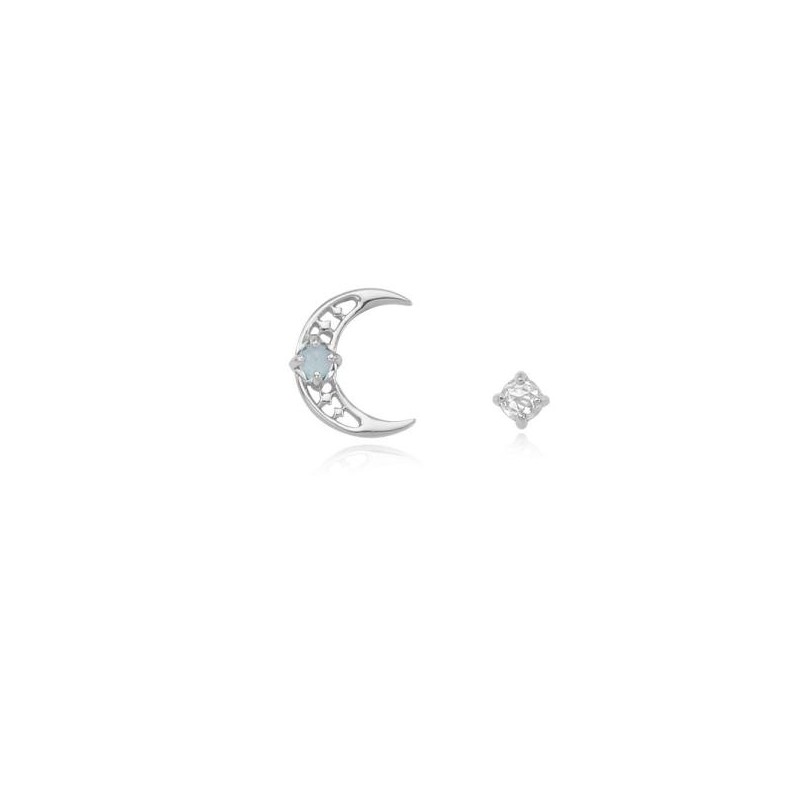 [Custom Made] Aries Dear Moon Aquamarine Unbalanced Constellation Earrings OTE120613B