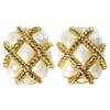 Kenneth Jay Lane Gold Quilted Clip-On Earrings with Enamel