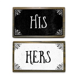 His, Hers - Two 6" Handmade Rustic Couple Metal Wood Signs – Cute Rustic Wall Decor Art - Farmhouse Decorations – Couple Bathroom Signs