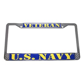 Eagle US Navy Veteran Chrome Auto License Plate Frame