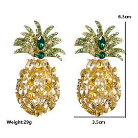Pineapple Fruit Earrings, Bohemian Pineapple Dangle Earrings for Women, Green Leaf Pineapple Statement Earrings Pineapple Boho Jewelry, Tropical Fruits Pineapple Drop Earrings for Girls