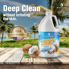 Bastion Jabón de manos espumoso antibacteriano – Lavado de manos Coconut Dream – Jarra de recarga a granel de medio galón (64 onzas). Aroma de coco sueño. No tóxico. Fabricado en Estados Unidos. (Requiere dispensador de espuma)