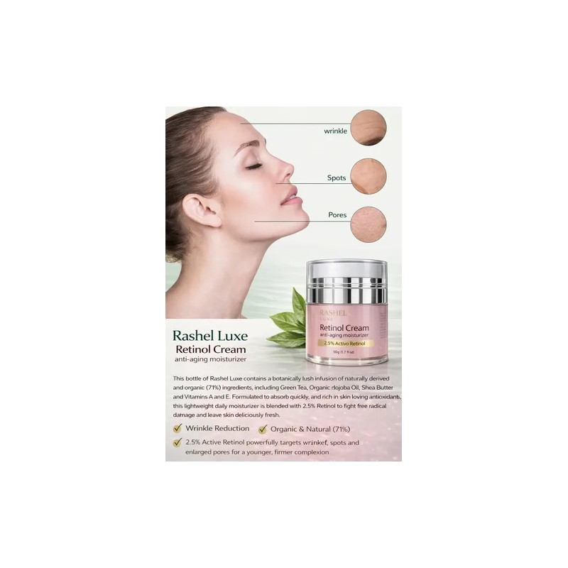 Crema Facial Rtinol Puro 2,5%, Arrugas, Hidratante, Suaviza