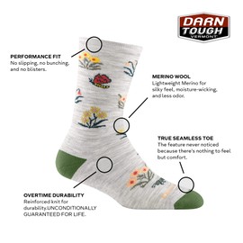 Darn Tough Cotton Bloom Crew Lightweight Ash Women's M (38-40/41), ash