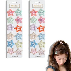 TUDOUZZZ Cute Star Hair Clips, Set of 24, Colorful Bangs Clips, Hair Accessories, Hair Clips, Stylish, Hairpins, Mini Hair Clips
