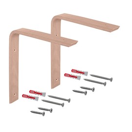 Gedotec Wooden Console Wall Angle | Pack of 2 - Shelf Brackets Made of Beech | 300 x 250 mm | COUNTRY | Shelf Holder Made of Solid Natural Wood | Brackets in L-Shape | Consoles Suitable for