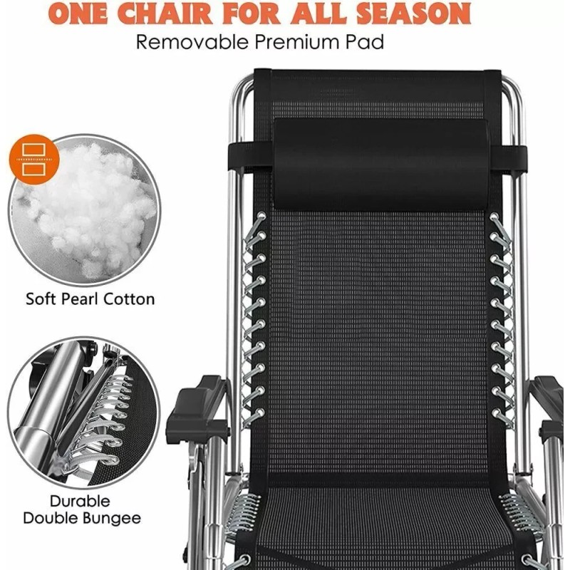 H&ZT Adjustable Chair Folding Lounge Chair Reclining Patio Chairs with