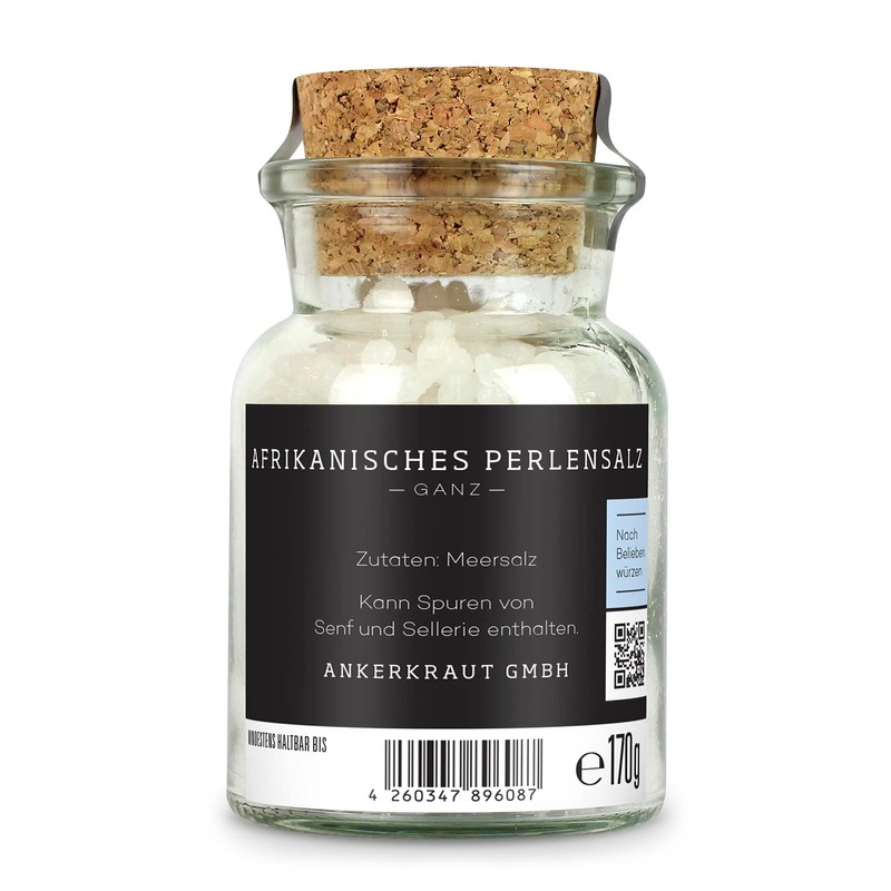 Ankerkraut African Pearl Salt 170g in Cork Jar