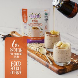 Oatsome Maple Overnight Oats with Flax and Chia, Gluten-Free Oatmeal with 6g of Protein, 7.8oz Bag