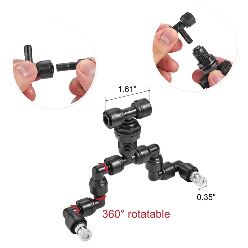 CozyCabin Double Reptile Terrarium Misting Spray Nozzle 360 Degree Adjustable