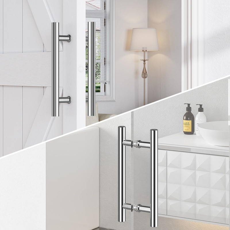 SMARTSTANDARD 12'' Push Pull Sliding Stainless Stee Barn Door Handle,