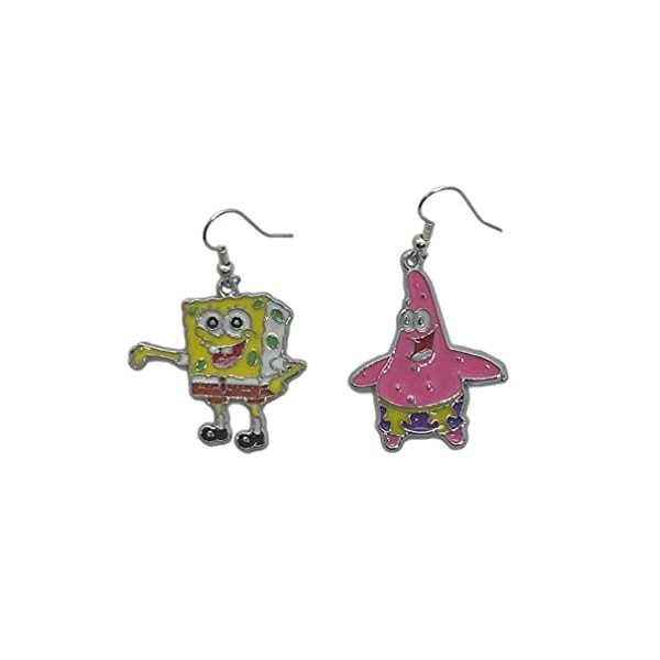 Spongebob and Patrick Cartoon Characters Charm French Wire Earrings