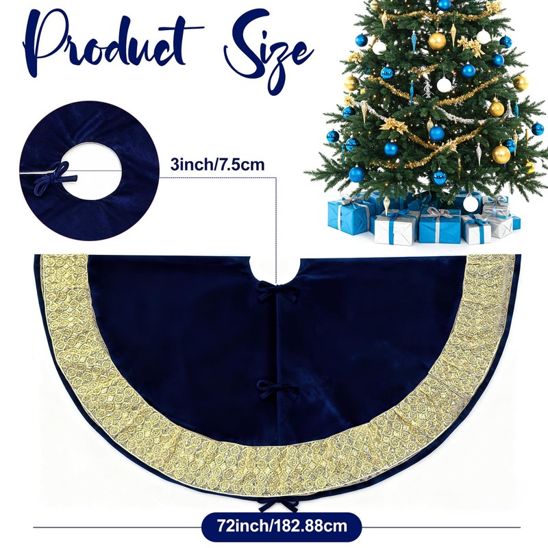 OurWarm 72Inch Christmas Tree Skirt, Extra Large Velvet Tree Base
