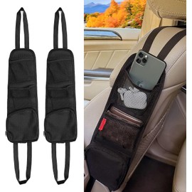Voarge Car Seat Side Organiser, Generic Car Seat Organiser, Hanging Side Pocket, Foldable Car Seat Organiser Side, with Multiple Pockets, Black