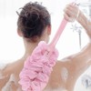 Long-Handle Shower Loofah Back Scrubber Long Handle Shower Loofah - Pink 5ea