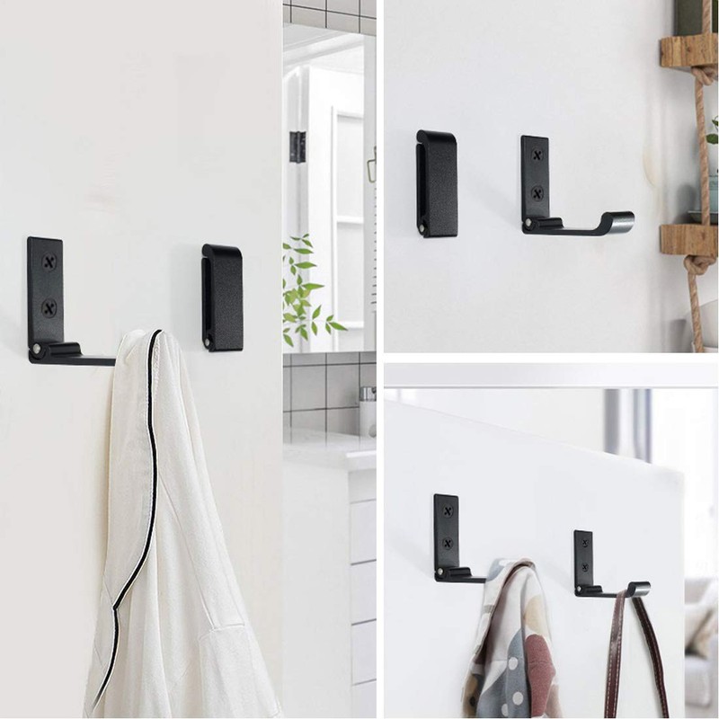 Folding Coat Hooks, Matte Black Wall Hooks for Hanging Coats