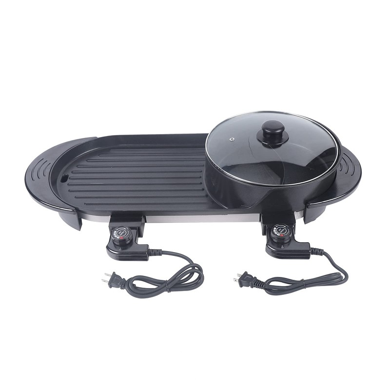 Kathring Electric Hot Pot with Grill, 110V Multifunctional BBQ Hot