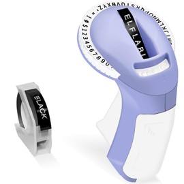 Elfatech Embossing Label Maker Machine with 1 Tapes, 3D Omega S Vintage 3D Embosser, Old School Handheld Label Printer, Portable Retro Manual Embossed Labeler for Home Office School DIY, Purple﻿