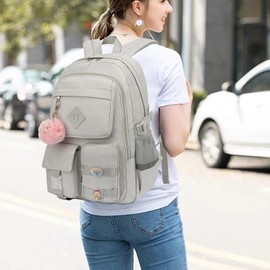 Xunteny College School Backpack for Girls, Women Travel Laptop Backpacks Teens Middle High School Bookbag (Grey)