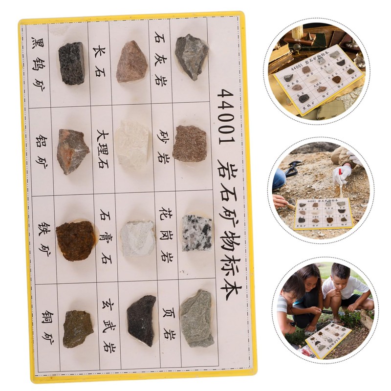 KICHOUSE Geology Classroom Essential 12 Piece Mineral Rock Specimen Kit