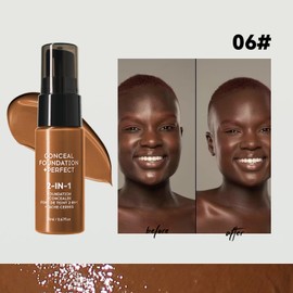 Flüssige Foundation, Langzeit Foundation 20ml, Feuchtigkeitsspendende Make-up-Grundierung, Wasserdicht, Schweißfest und Ölfrei, Mit 5ml Feuchtigkeits-Primer für Perfektes Make-up (#06)