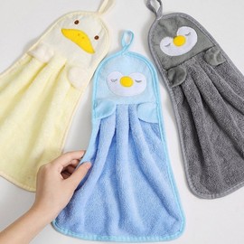 Soft, Absorbent, Cute Character Loop Hand Towel Hand Towel Grey Penguin 5ea