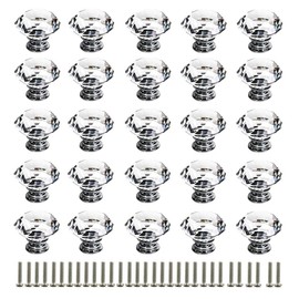 KAHEIGN 25Pcs Crystal Door Knob, 30MM Diamond Drawer Knobs Crystal Door Handles Diamond Pulls for Home Kitchen Office Chest Cabinet Drawer (wiht 25Pcs Screw)