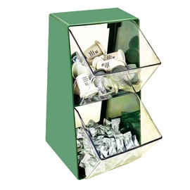Jaugufiy 2 Tier Tea Bag Holder Tea Holder Tea Bags Organizer Countertop Tea Coffee Sugar Organiser Box Coffee Capsule Holder for Home Office Bar (Green)