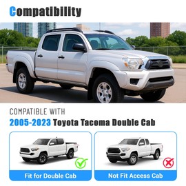 HECASA Roof Rack Cross Bars Compatible with 2005-2023 Toyota Tacoma Double Cab Replacement for PT278-35170 Top Rail Crossbars Luggage Carrier Aluminum Black (Will Not Fit Access Cab)