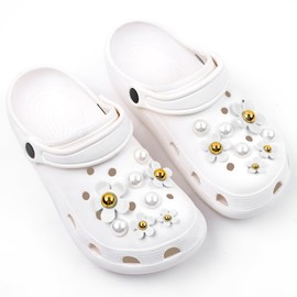 Carlsen. Dijes para Sandalias de Vinilo, Kit con Adornos para Calzado, Accesorios Aesthetic de Decoración en Calzado. (Flores Blancas)