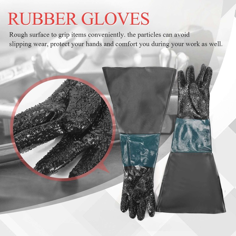 Liseng Sandblasting Gloves for Sandblasting Cabins, 60 cm with O-Rings