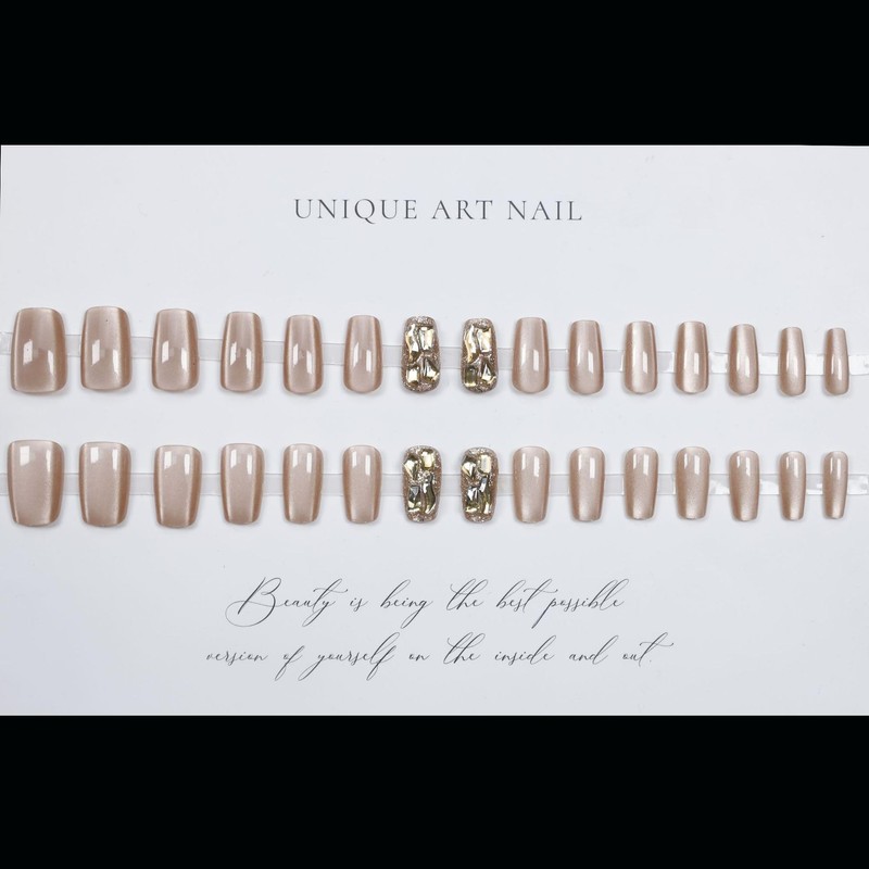 Nail Tip, Short, False Nail, Stylish, Cat Eye, Short Nail