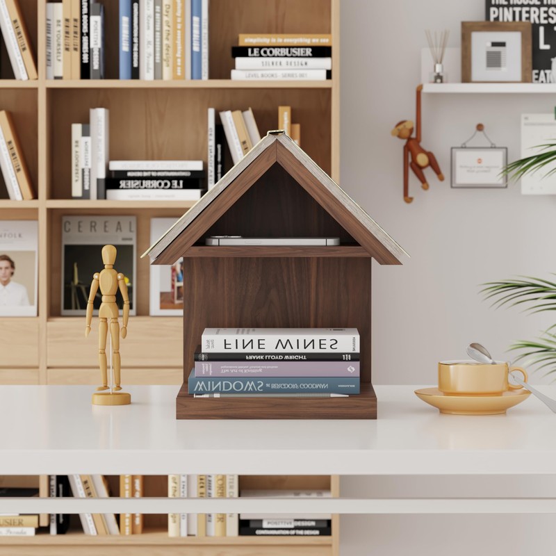 LETUBUYU Floating Bedside Wood Bookshelf, Triangle Book Page Holder, Wooden