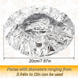 Remerry 300 Pcs Bulk Reusable Aluminum Foil Insulation Cover, Aluminum Foil Food Covers with Elastic, Adjustable Kitchen Fresh-keeping Insulation Film, Stretch Food Storage Covers for Kitchen